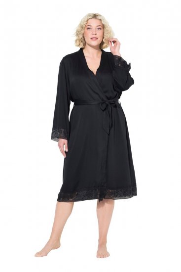 Ulla Popken 834837 Kimono župan s krajkou Černá - Župany - 