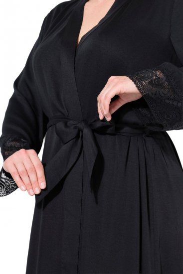 Ulla Popken 834837 Kimono župan s krajkou Černá - Župany - 