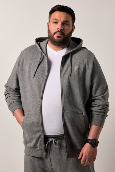 Men+ 851 Mikina s kapucí na zip Šedý melír - Mikiny & mikiny s kapucí - Mikiny & Mikiny s kapucí 2XL-12XL