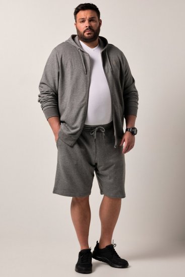 Men+ 851 Mikina s kapucí na zip Šedý melír - Mikiny & mikiny s kapucí - Mikiny & Mikiny s kapucí 2XL-12XL