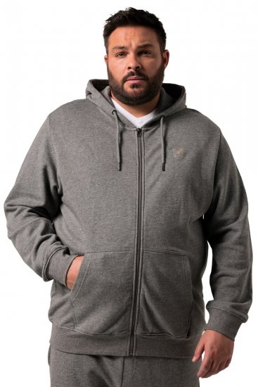 Men+ 851 Mikina s kapucí na zip Šedý melír - Mikiny & mikiny s kapucí - Mikiny & Mikiny s kapucí 2XL-12XL