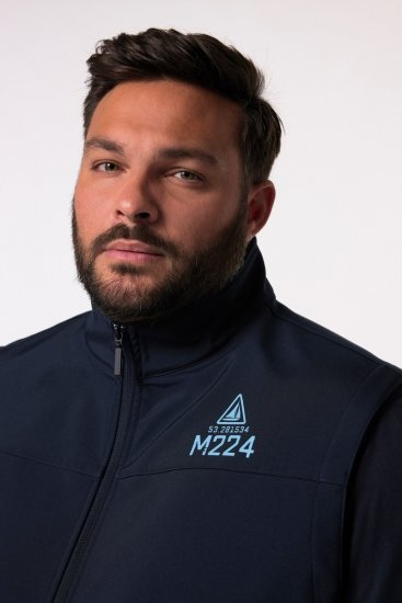 Men+ 414 Softshellová vesta se stojáčkem Tmavě modrá - Bundy - Bundy Nadměrné Velikosti - 2XL-8XL
