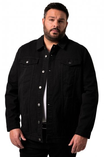 Men+ 446 Džínová bunda s náprsními kapsami Černá - Bundy - Bundy Nadměrné Velikosti - 2XL-8XL