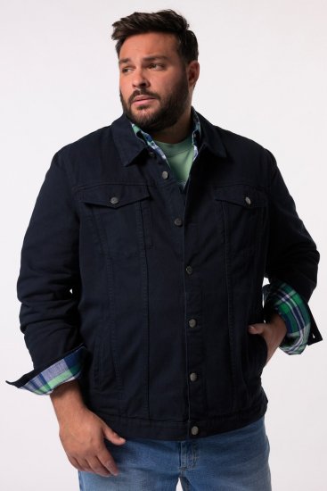 Men+ 446 Džínová bunda s náprsními kapsami Tmavě modrá - Bundy - Bundy Nadměrné Velikosti - 2XL-8XL