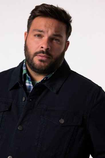Men+ 446 Džínová bunda s náprsními kapsami Tmavě modrá - Bundy - Bundy Nadměrné Velikosti - 2XL-8XL
