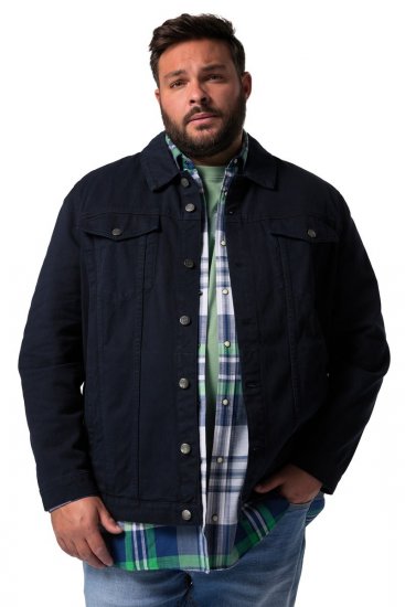 Men+ 446 Džínová bunda s náprsními kapsami Tmavě modrá - Bundy - Bundy Nadměrné Velikosti - 2XL-8XL