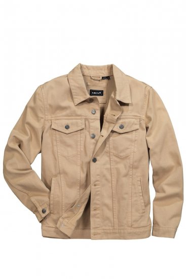 Men+ 446 Džínová bunda s náprsními kapsami Písková - Bundy - Bundy Nadměrné Velikosti - 2XL-8XL