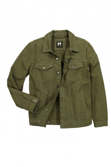 Men+ 446 Džínová bunda s náprsními kapsami Tmavě olivová - Bundy - Bundy Nadměrné Velikosti - 2XL-8XL