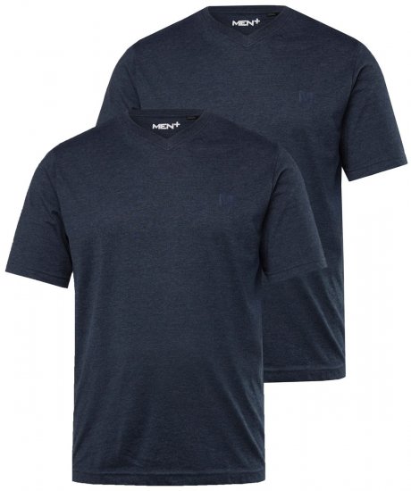 Men+ 299 Tričko véčkový výstřih Tmavě modrá 2 kusy - Trička - Trička nadměrné velikosti - 2XL-14XL