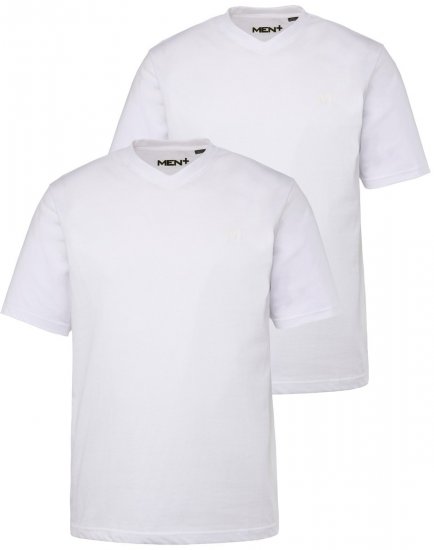 Men+ 299 Tričko véčkový výstřih Bílá 2 kusy - Trička - Trička nadměrné velikosti - 2XL-14XL