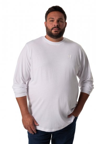 Men+ 307 Tričko s dlouhým rukávem Bílá - Trička - Trička nadměrné velikosti - 2XL-14XL