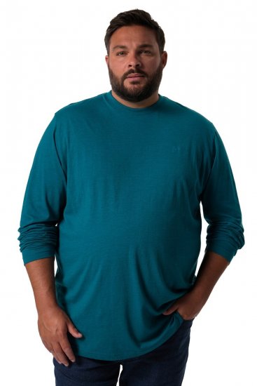 Men+ 307 Tričko s dlouhým rukávem Šedomodrá - Trička - Trička nadměrné velikosti - 2XL-14XL