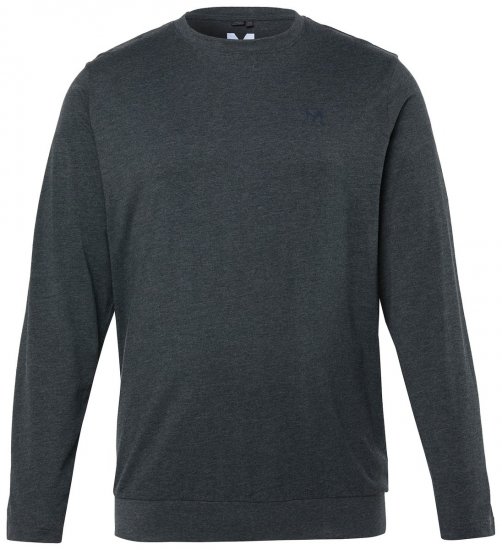 Men+ 313 Tričko s dlouhým rukávem bellyfit Tmavě šedý melír - Trička - Trička nadměrné velikosti - 2XL-14XL