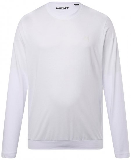 Men+ 313 Tričko s dlouhým rukávem bellyfit Bílá - Trička - Trička nadměrné velikosti - 2XL-14XL