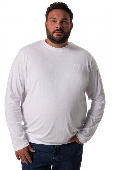 Men+ 313 Tričko s dlouhým rukávem bellyfit Bílá - Trička - Trička nadměrné velikosti - 2XL-14XL
