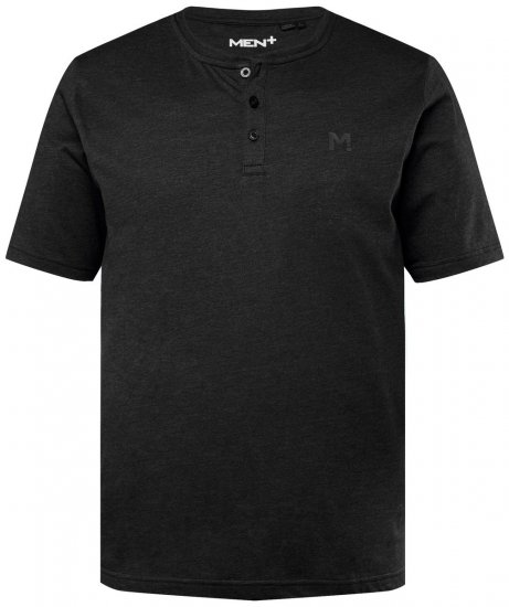 Men+ 365 Tričko Henley Černá - Trička - Trička nadměrné velikosti - 2XL-14XL