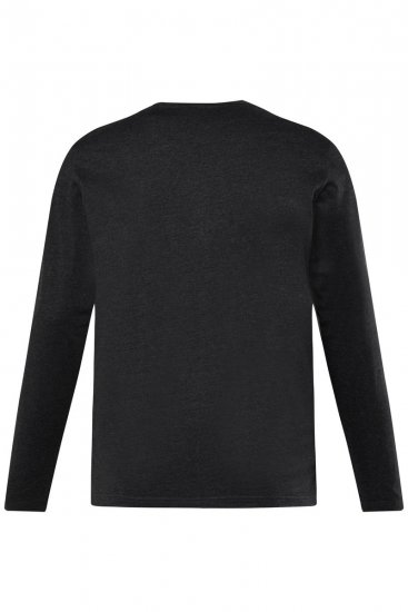 Men+ 383 Tričko Henley s dlouhým rukávem Černá - Trička - Trička nadměrné velikosti - 2XL-14XL