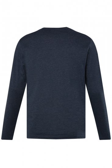 Men+ 383 Tričko Henley s dlouhým rukávem Tmavě modrá - Trička - Trička nadměrné velikosti - 2XL-14XL