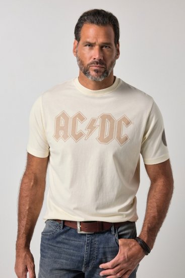 JP1880 836411 AC/DC Classic Logo Tričko Pískově šedá - Trička s kapelami - Kapelová trička ve velikostech 2XL–10XL