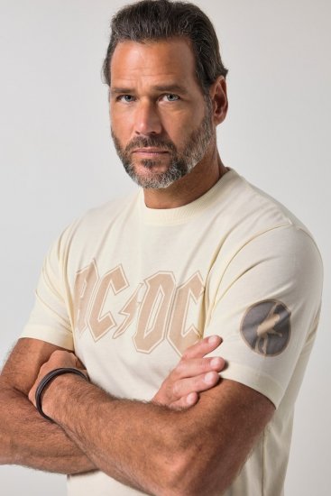 JP1880 836411 AC/DC Classic Logo Tričko Pískově šedá - Trička s kapelami - Kapelová trička ve velikostech 2XL–10XL