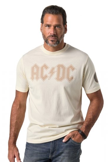 JP1880 836411 AC/DC Classic Logo Tričko Pískově šedá - Trička s kapelami - Kapelová trička ve velikostech 2XL–10XL