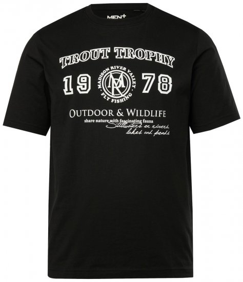Men+ 424 Tričko Trout Trophy Černá - Trička - Trička nadměrné velikosti - 2XL-14XL