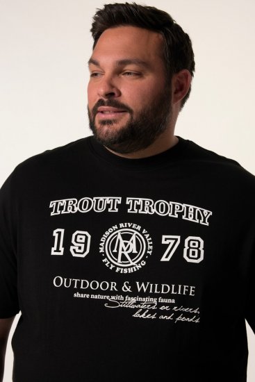 Men+ 424 Tričko Trout Trophy Černá - Trička - Trička nadměrné velikosti - 2XL-14XL