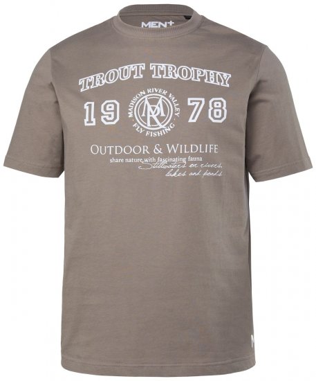 Men+ 424 Tričko Trout Trophy Šedohnědá - Trička - Trička nadměrné velikosti - 2XL-14XL