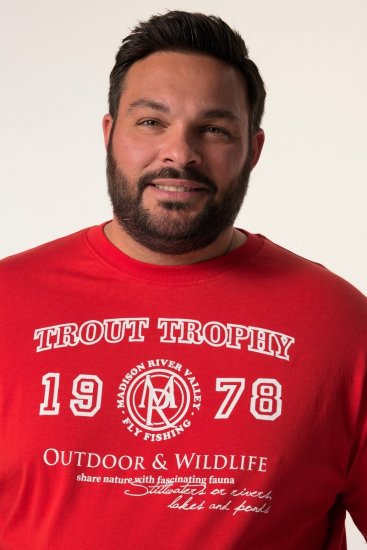 Men+ 424 Tričko Trout Trophy Chilli červená - Trička - Trička nadměrné velikosti - 2XL-14XL