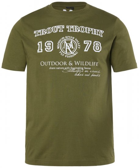 Men+ 424 Tričko Trout Trophy Tmavě olivová - Trička - Trička nadměrné velikosti - 2XL-14XL