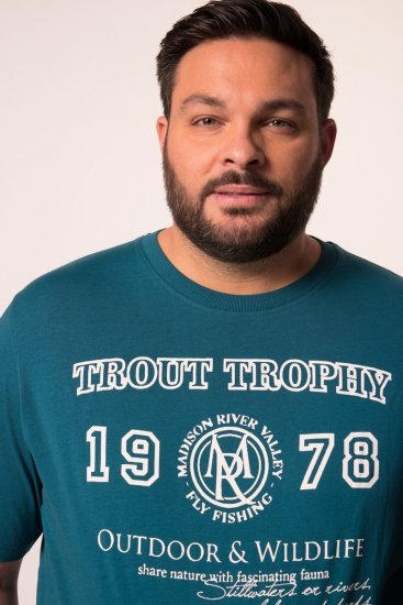 Men+ 424 Tričko Trout Trophy Lagunová zelená - Trička - Trička nadměrné velikosti - 2XL-14XL