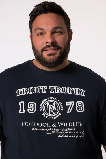 Men+ 424 Tričko Trout Trophy Tmavě modrá - Trička - Trička nadměrné velikosti - 2XL-14XL