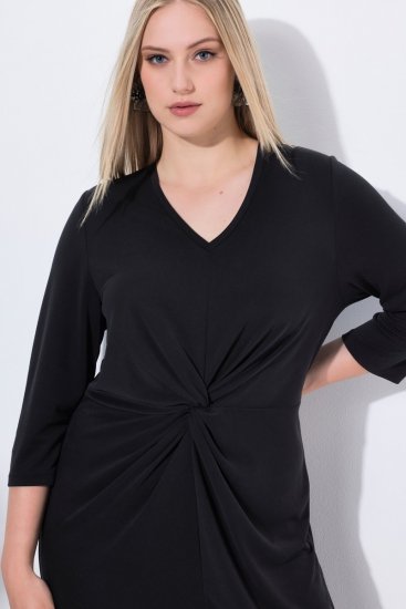 Ulla Popken 836514 Midi šaty s 3/4 rukávy Černá - Midi šaty - Midi šaty pro plnoštíhlé ženy