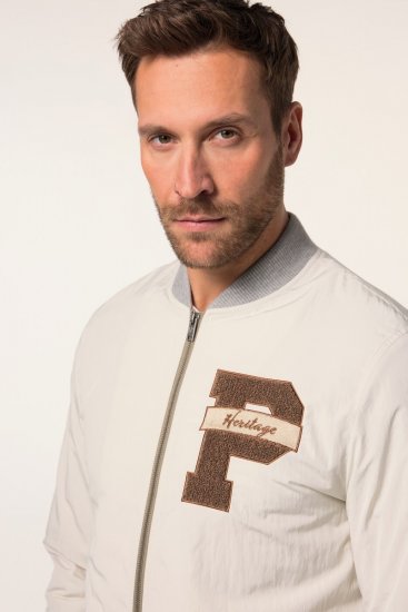 JP1880 836786 College bunda s emblémem Krémově bílá - Bundy - Bundy Nadměrné Velikosti - 2XL-8XL