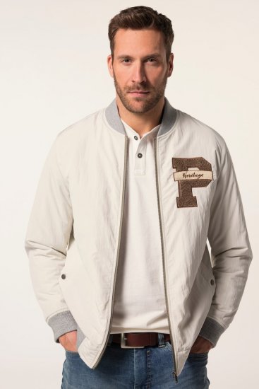 JP1880 836786 College bunda s emblémem Krémově bílá - Bundy - Bundy Nadměrné Velikosti - 2XL-8XL
