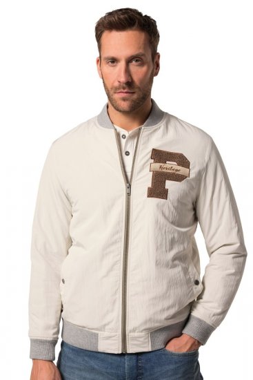 JP1880 836786 College bunda s emblémem Krémově bílá - Bundy - Bundy Nadměrné Velikosti - 2XL-8XL
