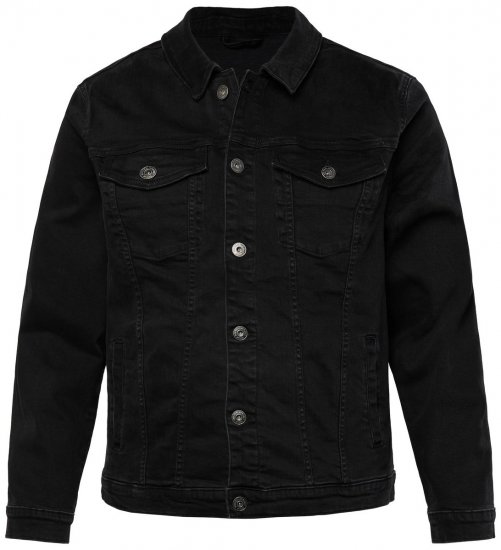 JP1880 836791 Džínová bunda se čtyřmi kapsami Černá - Bundy - Bundy Nadměrné Velikosti - 2XL-8XL