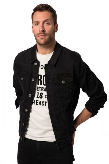 JP1880 836791 Džínová bunda se čtyřmi kapsami Černá - Bundy - Bundy Nadměrné Velikosti - 2XL-8XL