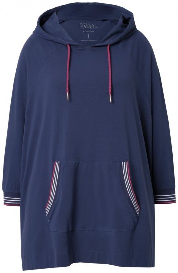 Ulla Popken 837190 Domácí pončo s kapucí Tmavě fialová - Pyžama/oblečení pro volný čas - 