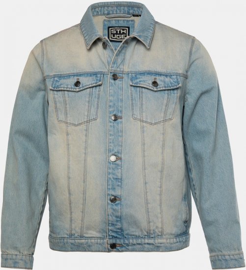STHUGE 837222 Džínová bunda s náprsními kapsami Světle modrá - Bundy - Bundy Nadměrné Velikosti - 2XL-8XL