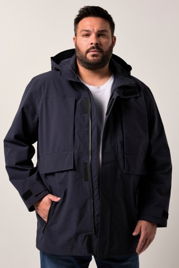 Men+ 215 Nepromokavá bunda s kapucí Tmavě modrá - Bundy - Bundy Nadměrné Velikosti - 2XL-8XL
