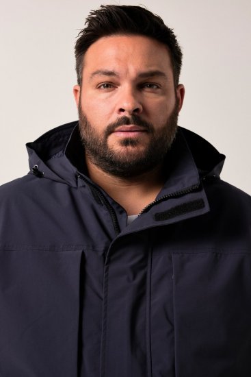 Men+ 215 Nepromokavá bunda s kapucí Tmavě modrá - Bundy - Bundy Nadměrné Velikosti - 2XL-8XL