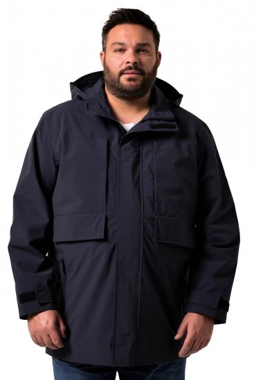 Men+ 215 Nepromokavá bunda s kapucí Tmavě modrá - Bundy - Bundy Nadměrné Velikosti - 2XL-8XL
