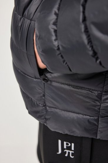 JAY-PI Lightly Quilted Jacket with a Hoodie Black - Bundy - Bundy Nadměrné Velikosti - 2XL-8XL