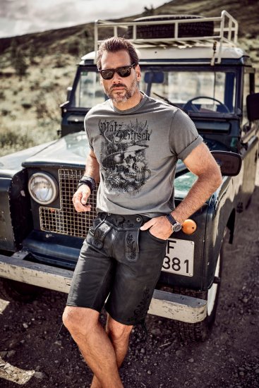 JP1880 Beer King Design Vintage Looking T-Shirt Gray - Trička - Trička nadměrné velikosti - 2XL-14XL