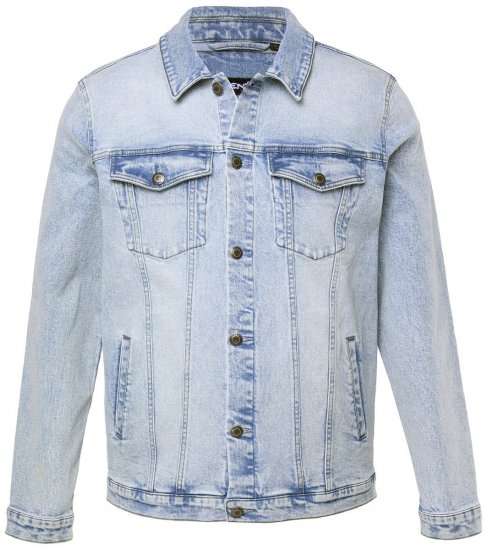 Men+ 394 Džínová bunda s náprsními kapsami Světle modrá - Bundy - Bundy Nadměrné Velikosti - 2XL-8XL