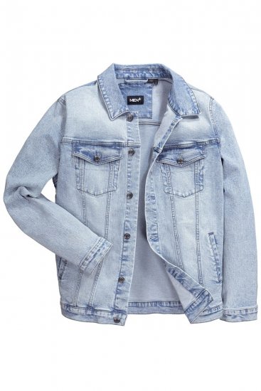 Men+ 394 Džínová bunda s náprsními kapsami Světle modrá - Bundy - Bundy Nadměrné Velikosti - 2XL-8XL