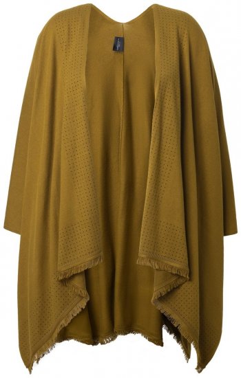 Ulla Popken 841117 Pletené oversize pončo s kamínky Olivová - Ponča a peleríny - 
