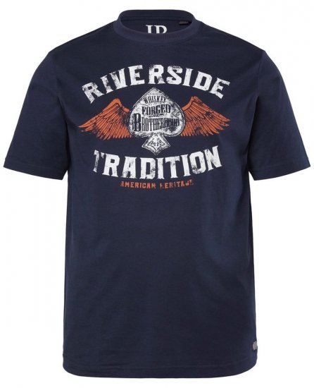 JP1880 T-Shirt Short Sleeve Chest Print Navy - Trička - Trička nadměrné velikosti - 2XL-14XL