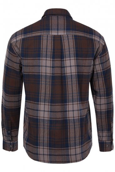 JP1880 Shirt Flannel Long Sleeve Dark Brown - Košile - Košile 2XL-10XL
